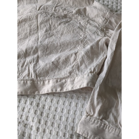 MM Lafleur Anna 2.0 Slubbed Stretch Linen Jacket Button Sz XL Cream Lightweight - Picture 6 of 13